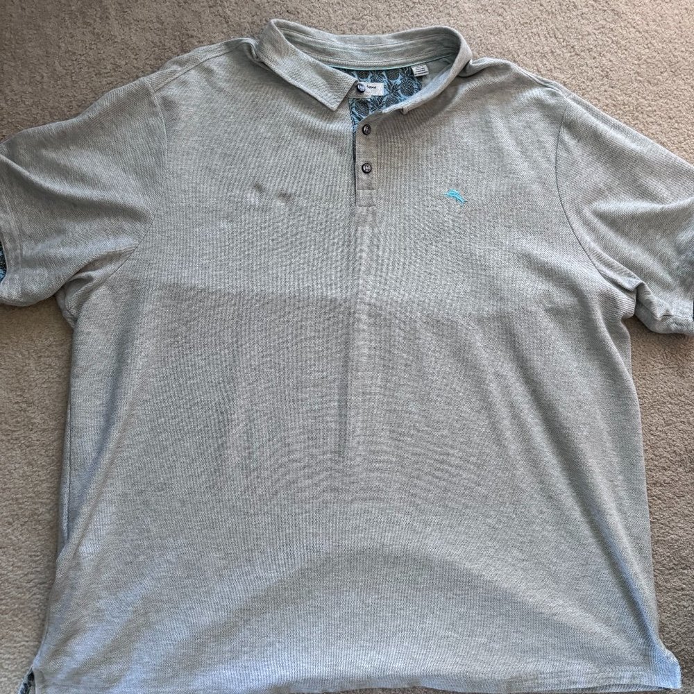 Mens Tommy Bahama Light Gray Knit Short Sleeve 3XL
